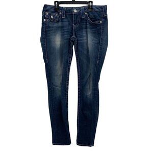 True Religion Five Pocket Skinny Blue Denim Jeans Women’s Size 28